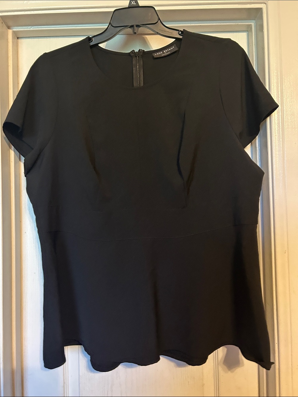 Lane Bryant Black Short-Sleeve Peplum Top sz 20